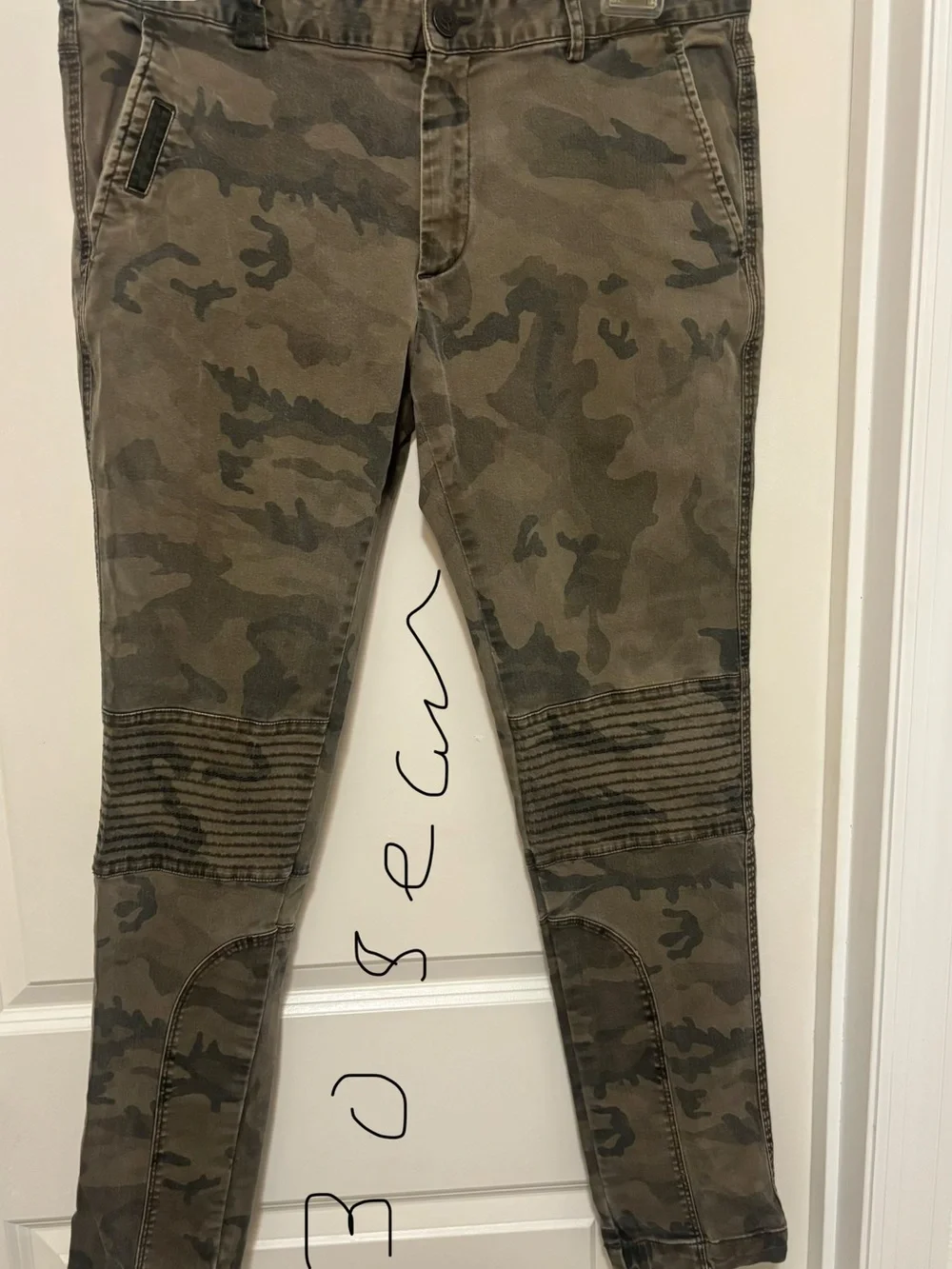 Zara Camo Moto Skinny Pants - Olive Green